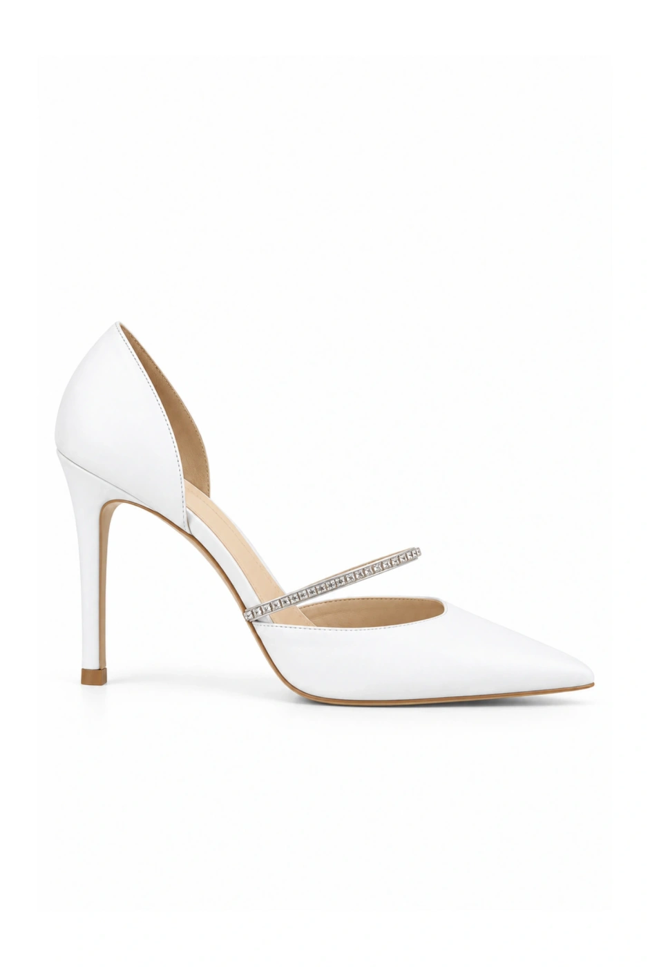 Dreams - weiße Stilettos mit Zirkonen verziert