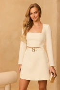 Goldi – cream mini dress with square neckline