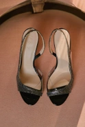 Valles - black glitter sandals with transparent details