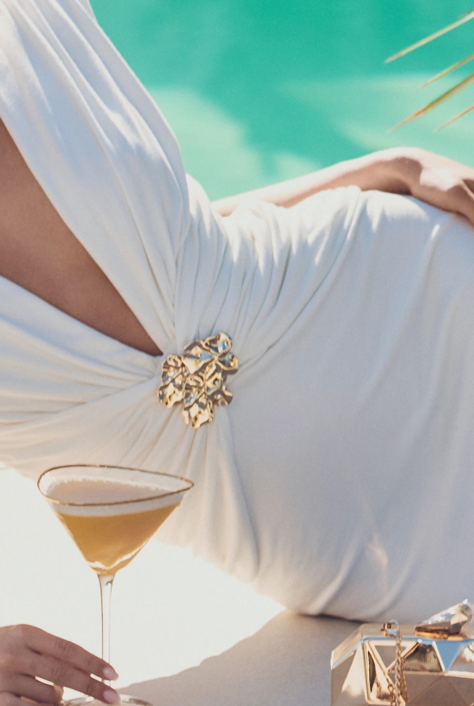 Jolina – drapiertes Maxikleid in Ecru