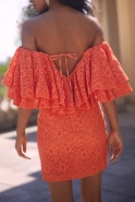 Sucre - Elegant mini lace dress in invigorating orange