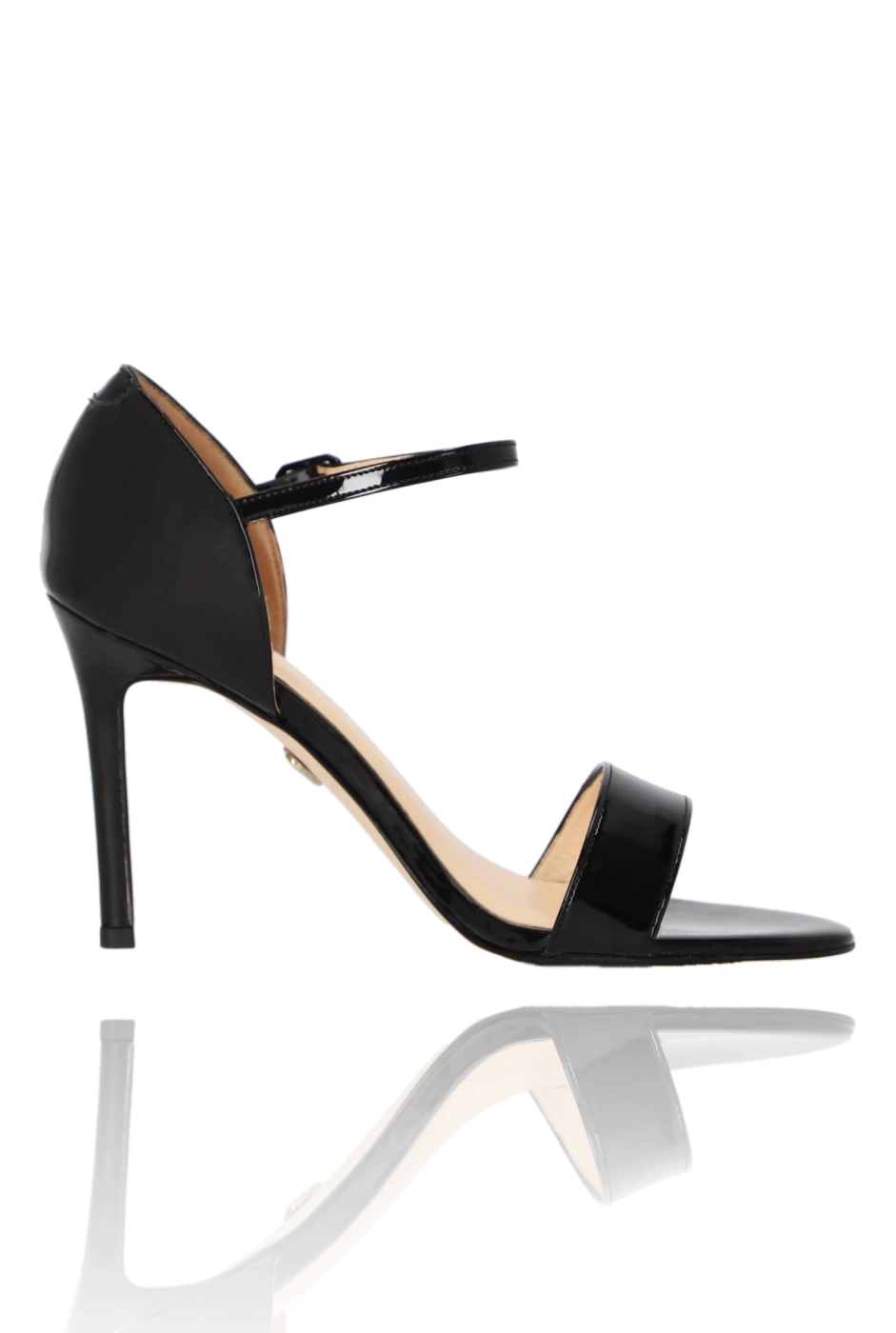 Zarina - Black Lacquered Stiletto Sandal