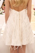 Ismena Luxe – ecru mini with sequins and feathers