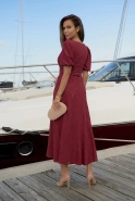 Hover – bordeauxfarbenes Midikleid mit Gürtel