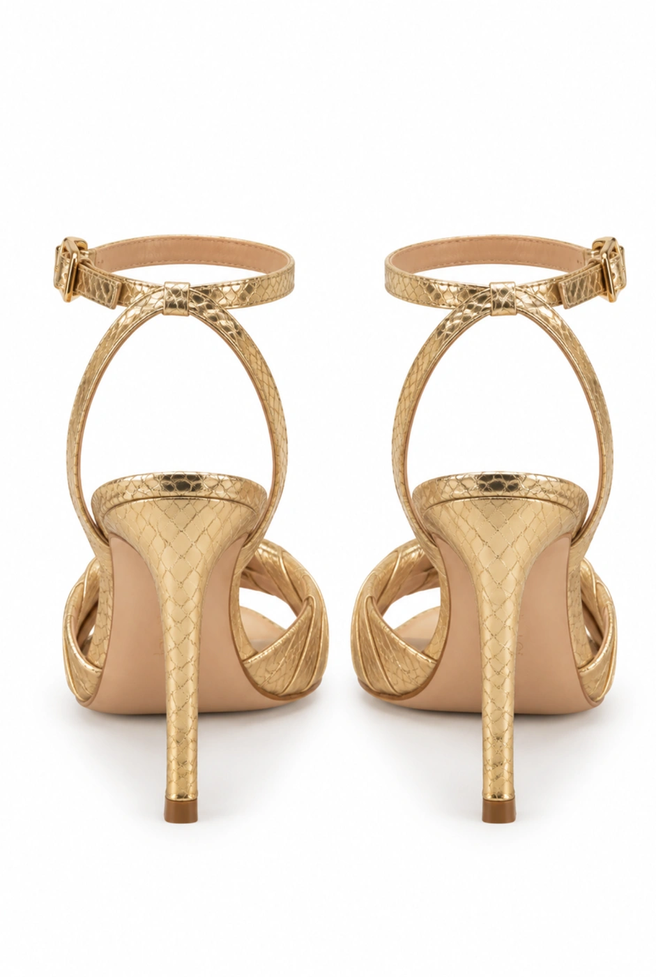 Dazzle – goldene Sandaletten mit schmalem Stilettoabsatz