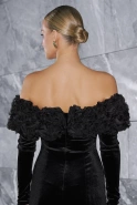 Vayana – black mini dress with floral embellishment