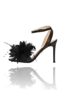 Brinley - Klassische schwarze Stilettos mit gefiederter Clip-on-Blume