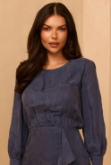 Poppy - Blaues Minikleid mit Blumendruck