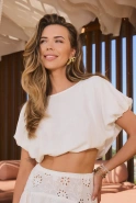 Sapphire – weißes Top im Kimono-Stil