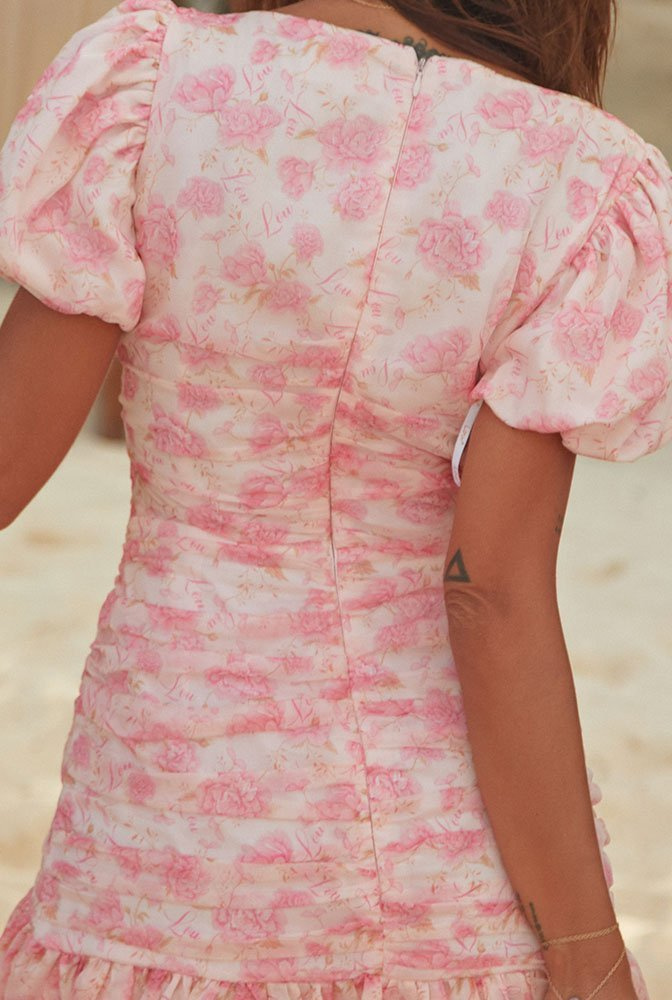 Roma - Kleid mit Blumendruck in Rosatönen