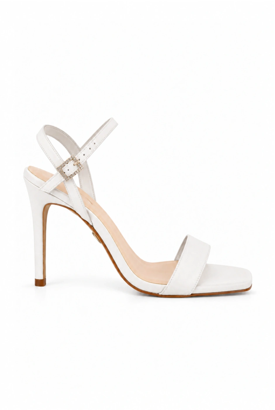 Tahi - White Satin Heeled Sandals with Elegant Leather Insole