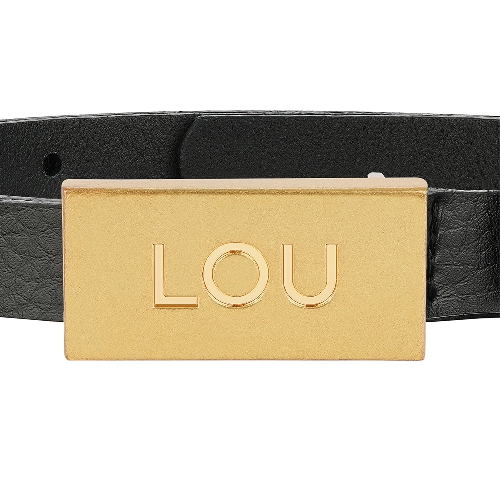 Lita Belt - Eleganter schwarzer Damengürtel mit goldener Lou-Schnalle