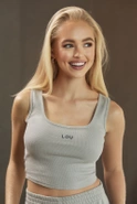 Zorca Grey - a classic gray top with a caption