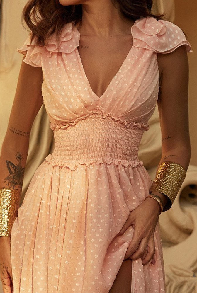 Nanotti - airy maxi dress in peach shade