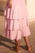 Lucette - Pink maxi dress with Spanish neckline