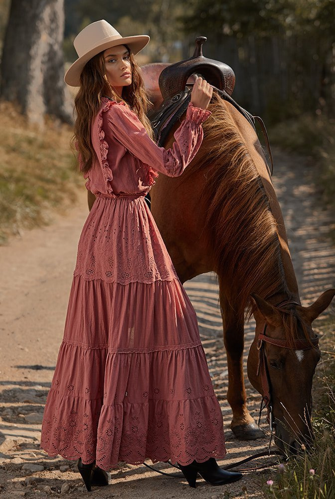 Indiana - marsalafarbenes Kleid in Maxilänge