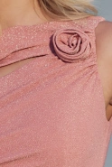 Honia – pink maxi dress with gold thread and flowers