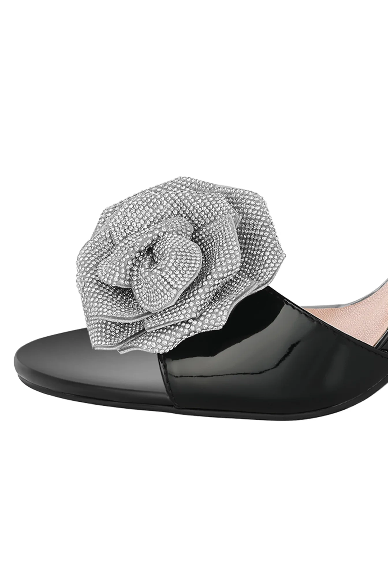 Iriza - black sandals with a decorative flower