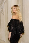 Chaeri - Schwarzes Pailletten-Maxikleid