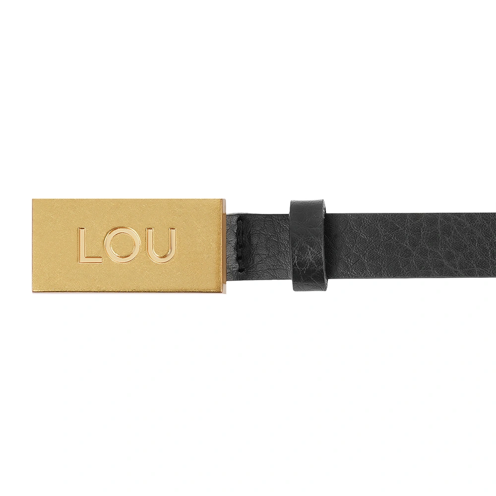 Lita Belt - Eleganter schwarzer Damengürtel mit goldener Lou-Schnalle
