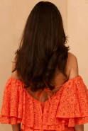 Sucre - Elegant mini lace dress in invigorating orange