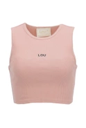 Saura - ein kurzes, rosa trägerloses Top