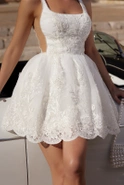 Siula - Mini Wedding Dress with a Unique Pattern and Pearl Trim