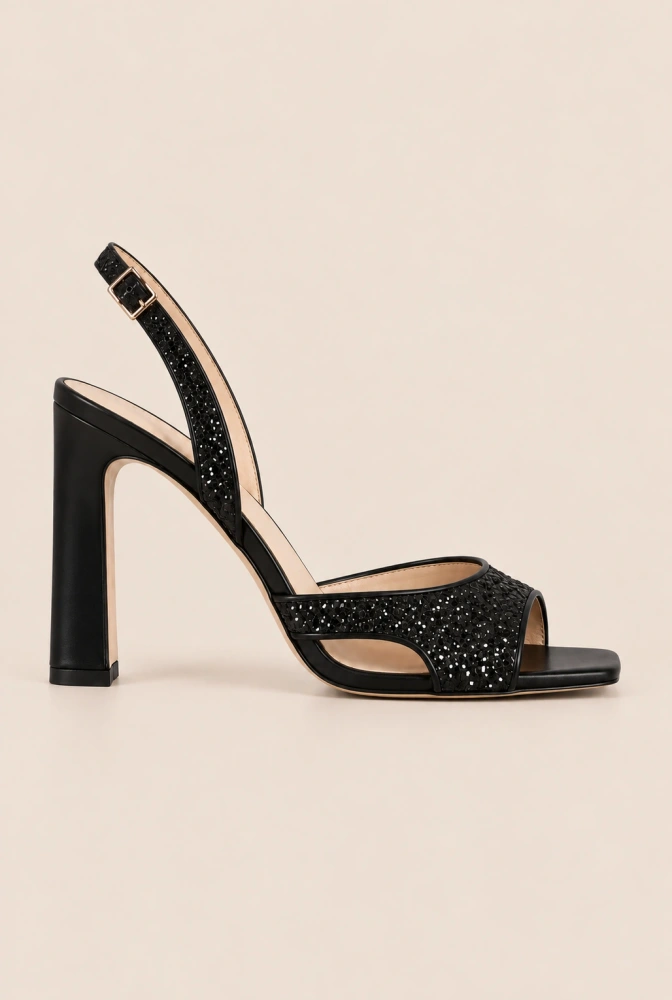 Raffa – schwarze Sandalen mit Glitzerapplikation