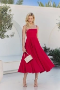 Lizbeth - rotes Midikleid mit ausgestelltem Schnitt