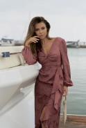 Hemera – brown midi dress with decorative slit