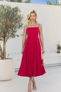Lizbeth - rotes Midikleid mit ausgestelltem Schnitt