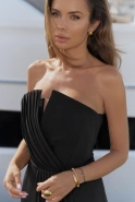 Hayami – black maxi dress with pleated front