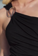 Milagros - Schwarzes asymmetrisches Maxikleid