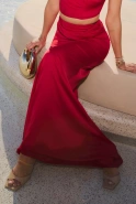 Akira – red maxi skirt with draping