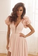 Reyna - Asymmetrical maxi dress with shoulder buffets