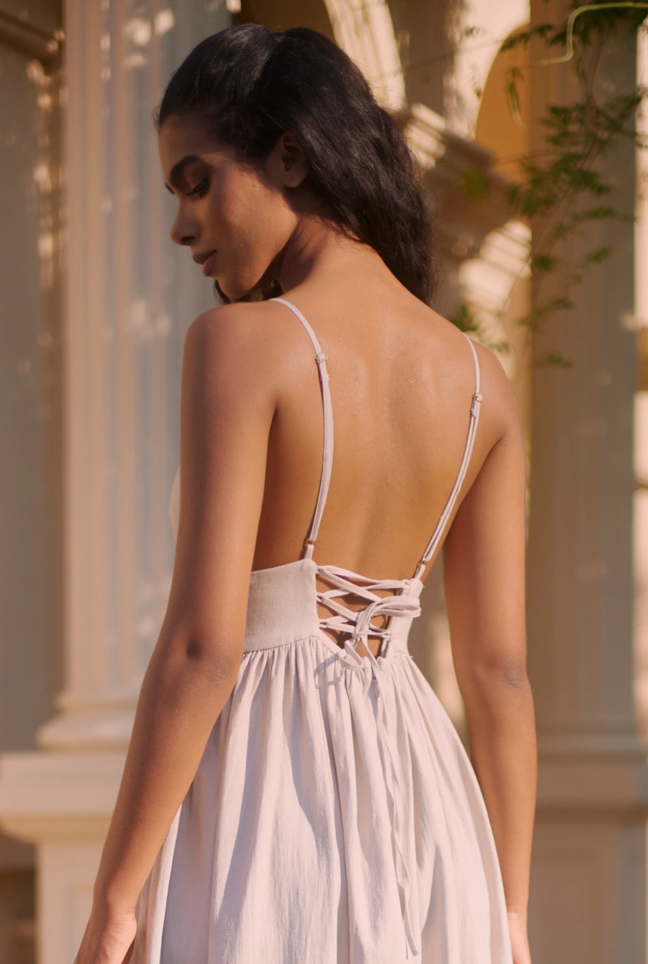 Kamalla Grau - Maxikleid im natürlichen Stil