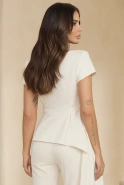 Puerto – Set in Off-White: Bluse + Hose