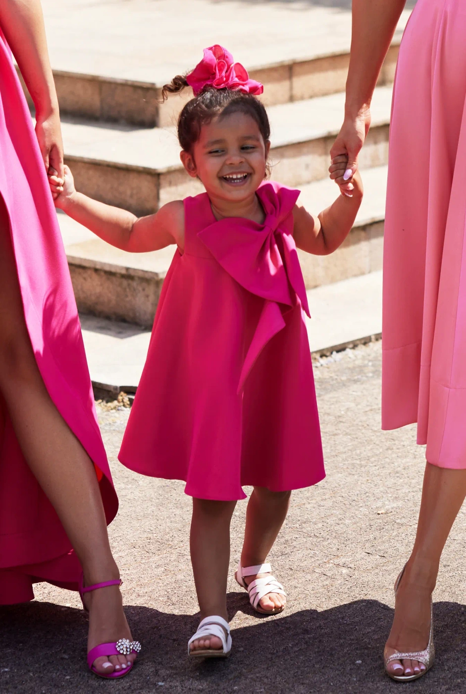 Mist - Rosa Kinderkleid mit Schleife und Haargummi