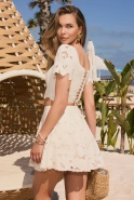 Rimini – cream top with openwork embroidery
