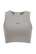Saura - a short olive strapless top
