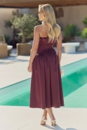 Contessa – asymmetrical midi dress in dark burgundy