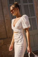 Leona - midi dress in subtle stretch fabric with embossing