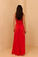 Nazani - Viscose Maxi Empire Dress with Adjustable Straps and Handmade Applique on the Bust