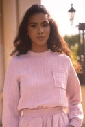 Kama - Pink tracksuit set with mini skirt and embroideries