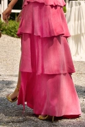  Lagos - Korallenfarbenes Maxikleid mit Rüschen