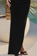 Milagros - Schwarzes asymmetrisches Maxikleid