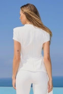Puerto – off-white blouse with decorative sash