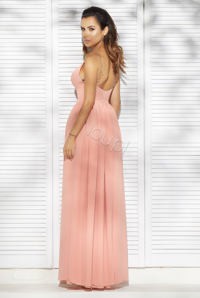 Alissa - lachsfarbenes langes Kleid