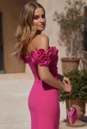 Marcelina - Maxikleid mit Korsett, Drapierung und Blumenapplikation