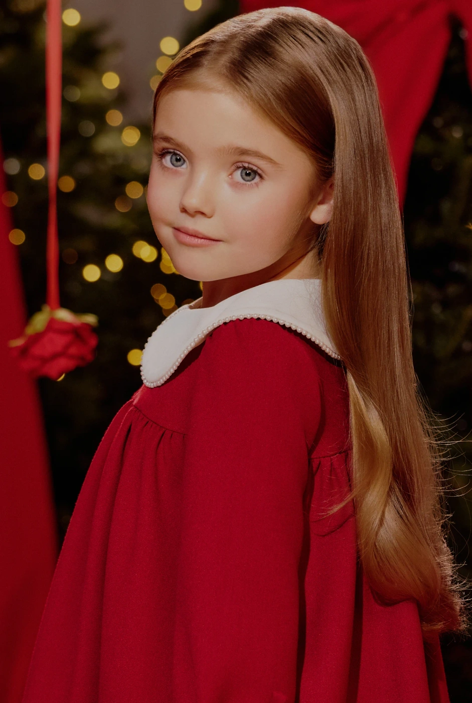 Majka - rotes Kinderkleid mit Kragen